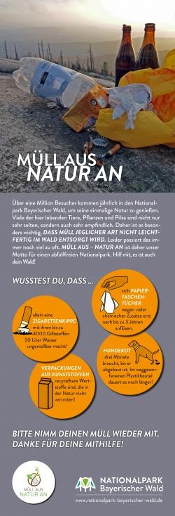 Das Infoplakat zur Müllkampagne. (Layout/Grafik: Annemarie Schmeller/Nationalpark Bayerischer Wald)